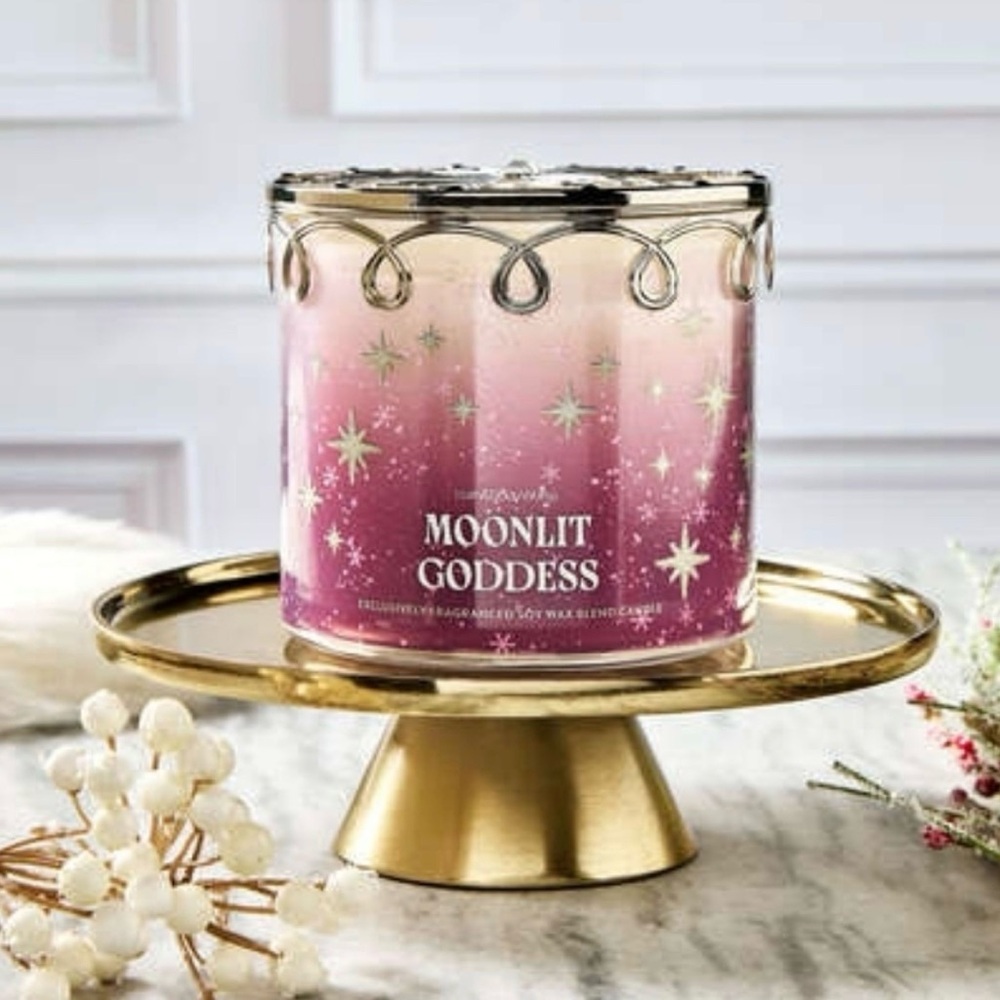 Bath & Body Works “Moonlit Goddess” 3-Wick Candle w Extra Fancy Metal Lid | NIB